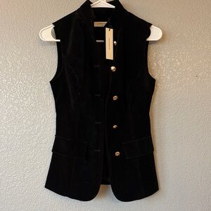 Commense Black Velvet Vest with Gold Accents